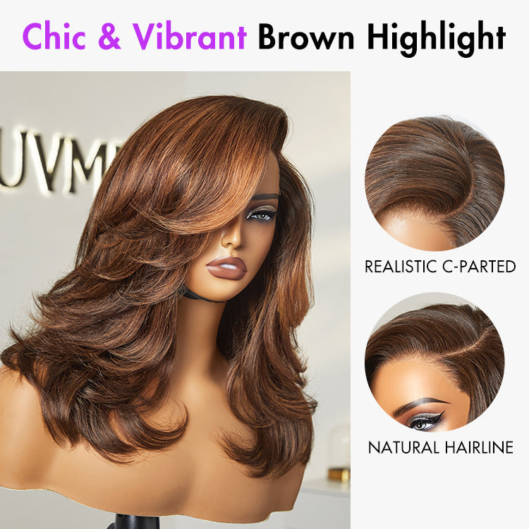 Realistic Chic Wavy Wig  Layered Cut Glueless