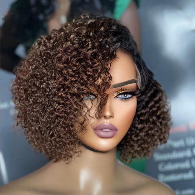 Trendy Short Cut Curly Minimalist HD Lace Glueless Side Part Wig 100% Human Hair Pre-Cut Lace