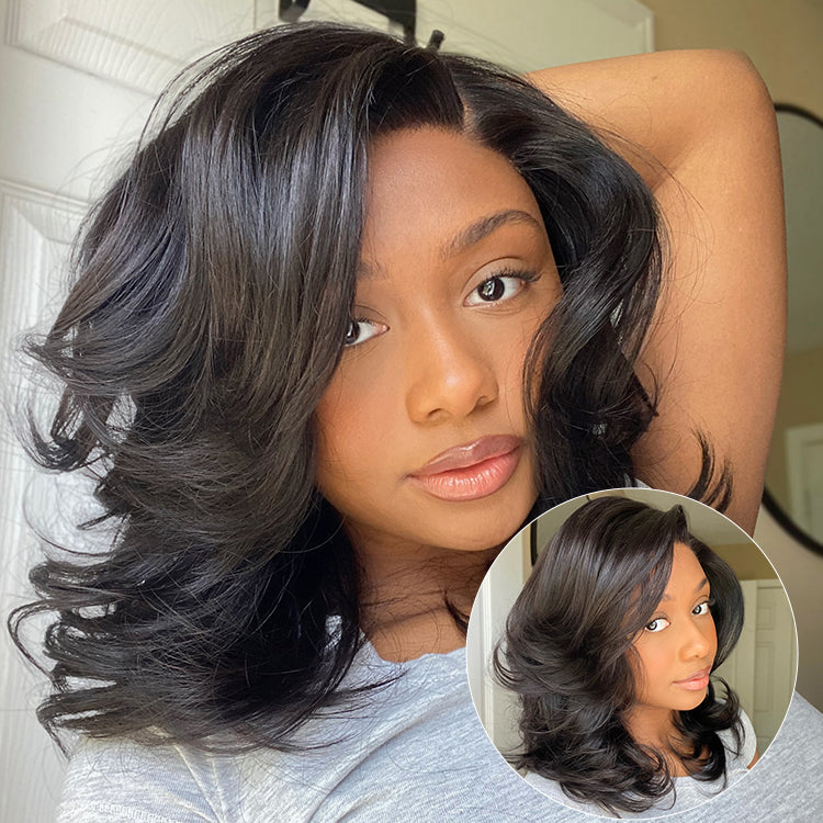 Realistic Chic Wavy Wig  Layered Cut Glueless