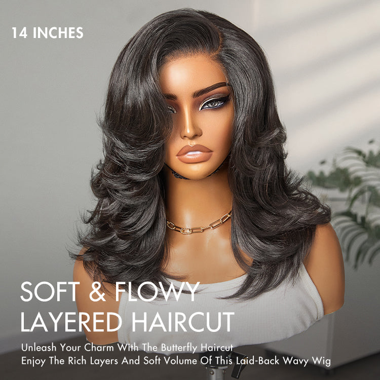 Realistic Chic Wavy Wig  Layered Cut Glueless